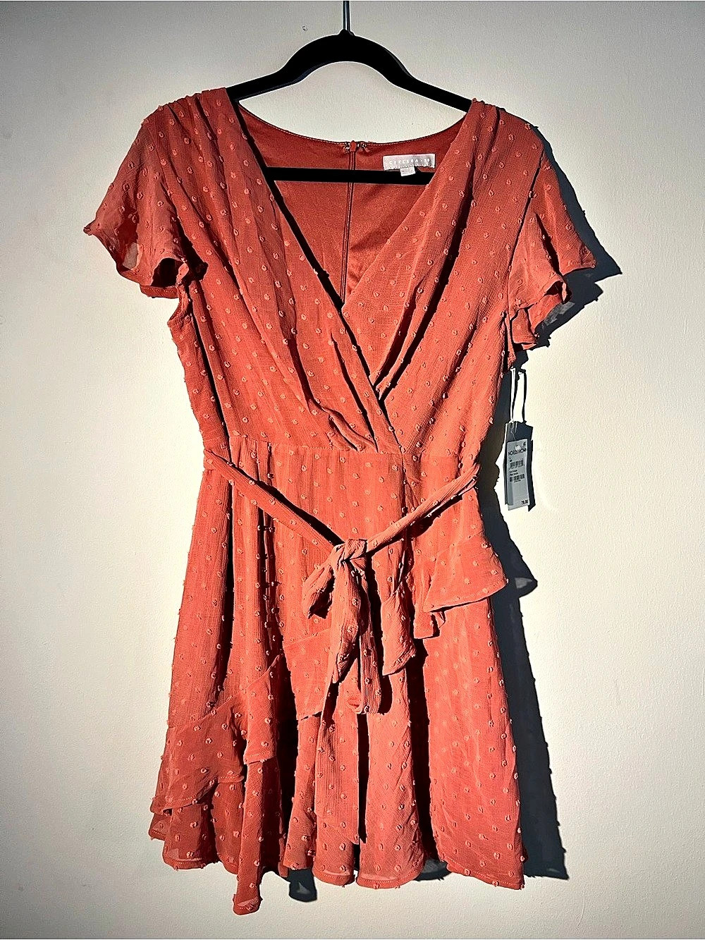 Wrap Mini Dress in Coral Size Large NWT